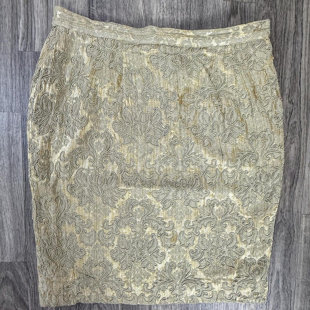 Carmen Marc Valvo Gold and Gray Skirt